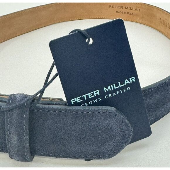 NWT PETER  MILLAR Excursionist Calf Suede Belt  NAVY Blue Men's Size 34 $200 - Picture 3 of 9